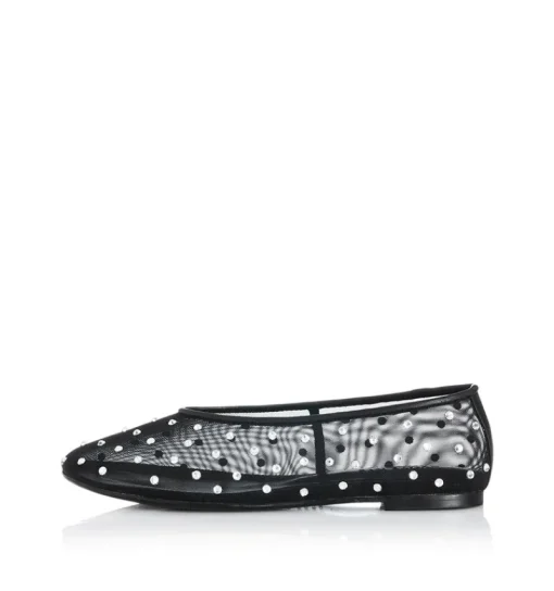 Women Alias Mae - PIPER MESH BALLET FLAT (BLACK - SILVER DIAMANTE)