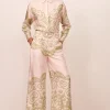 Women APARTMENT CLOTHING - CORALIE SILK WIDE LEG PANT (PINK / GREEN)