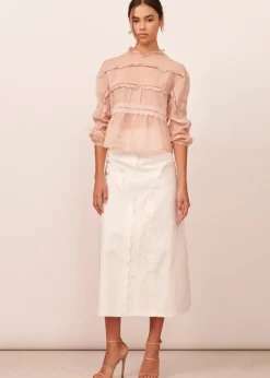 APARTMENT CLOTHING - THEA DENIM SKIRT (IVORY)