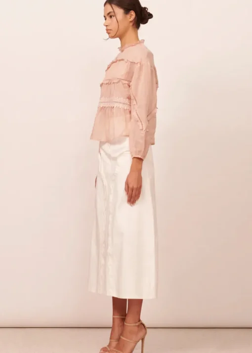 APARTMENT CLOTHING - THEA DENIM SKIRT (IVORY)