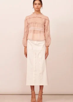 APARTMENT CLOTHING - THEA DENIM SKIRT (IVORY)