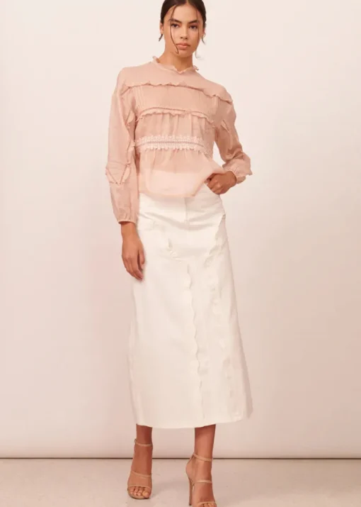 APARTMENT CLOTHING - THEA DENIM SKIRT (IVORY)