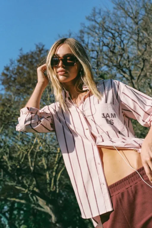 Araminta James - ALPINE COTTON STRIPE SHIRT (LIGHT BLUSH) PRE-ORDER