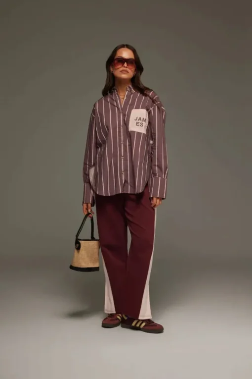 Araminta James - ALPINE COTTON STRIPE SHIRT (RED WINE) PRE-ORDER