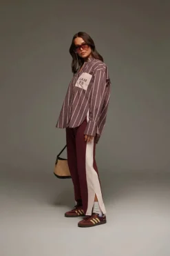 Araminta James - ALPINE COTTON STRIPE SHIRT (RED WINE) PRE-ORDER