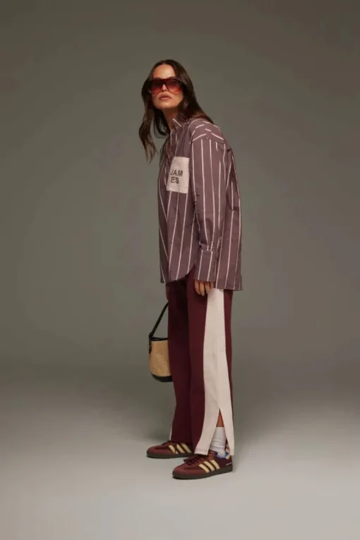 Araminta James - ALPINE COTTON STRIPE SHIRT (RED WINE) PRE-ORDER