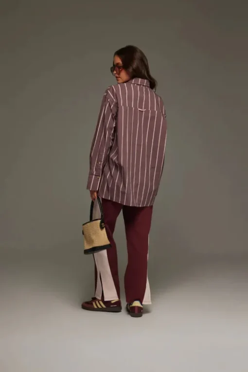 Araminta James - ALPINE COTTON STRIPE SHIRT (RED WINE) PRE-ORDER