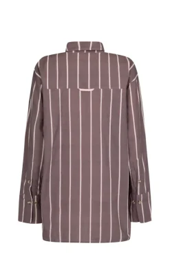 Araminta James - ALPINE COTTON STRIPE SHIRT (RED WINE) PRE-ORDER