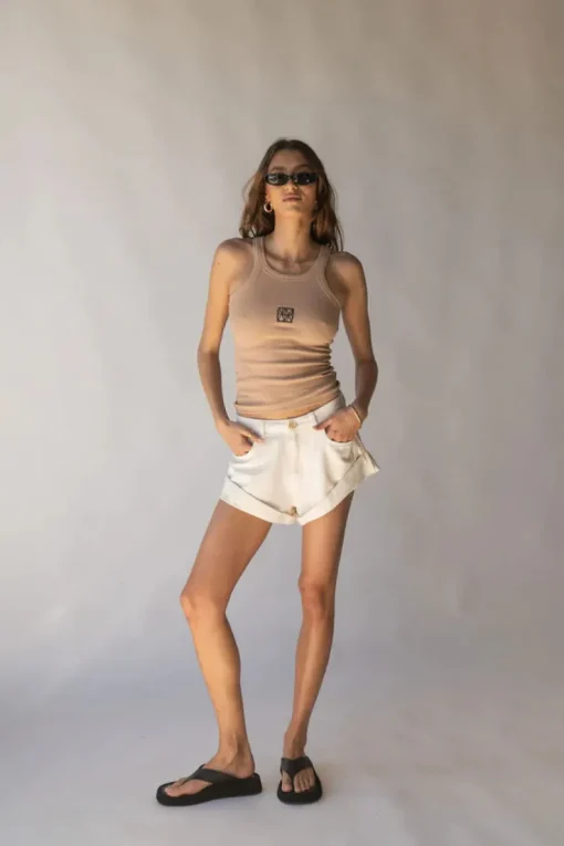 Araminta James - GOLDIE DENIM SHORT (CREAM)
