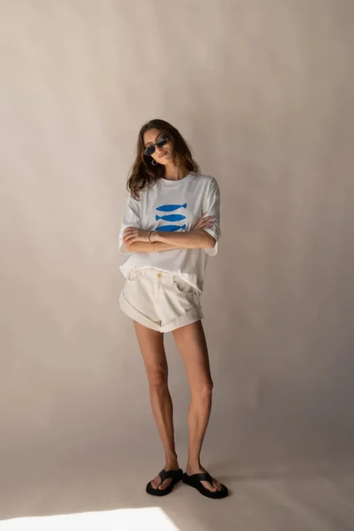 Araminta James - GOLDIE DENIM SHORT (CREAM)