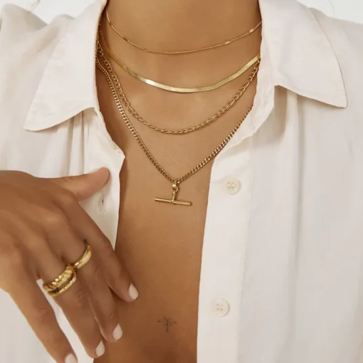 Women Arms Of Eve - Marcella Double Stack Gold Necklace