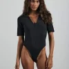 Charlie Holiday BARE BY - The Ribbed Knit Bodysuit (Midnight Black)