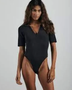 Charlie Holiday BARE BY - The Ribbed Knit Bodysuit (Midnight Black)