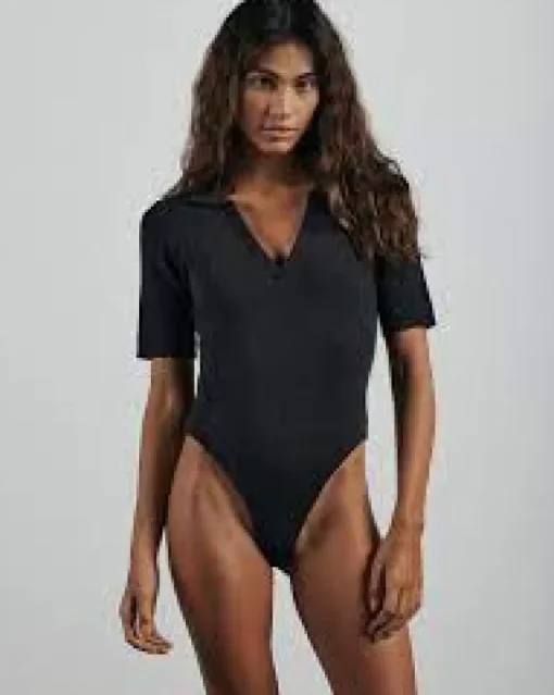 Charlie Holiday BARE BY - The Ribbed Knit Bodysuit (Midnight Black)