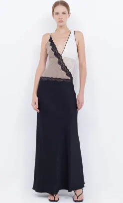 Bec and Bridge BEC + BRDIGE ABRIELLE LACE MAXI DRESS (BLACK/TAUPE/IVORY)