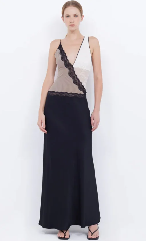 Bec and Bridge BEC + BRDIGE ABRIELLE LACE MAXI DRESS (BLACK/TAUPE/IVORY)