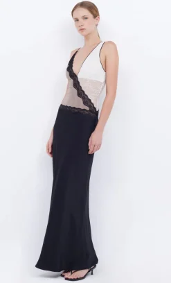 Bec and Bridge BEC + BRDIGE ABRIELLE LACE MAXI DRESS (BLACK/TAUPE/IVORY)