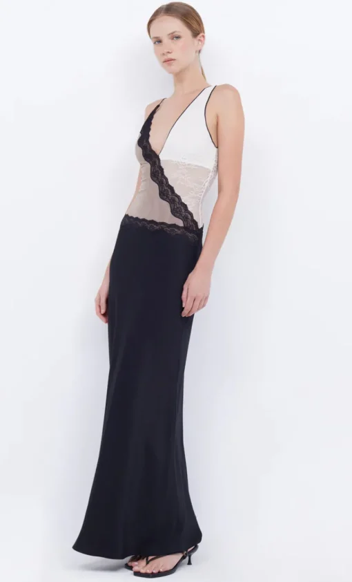 Bec and Bridge BEC + BRDIGE ABRIELLE LACE MAXI DRESS (BLACK/TAUPE/IVORY)