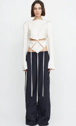 Bec and Bridge BEC + BRIDGE - DIAMOND DAYS LONG SLEEVE CROPPED TOP (Ivory)