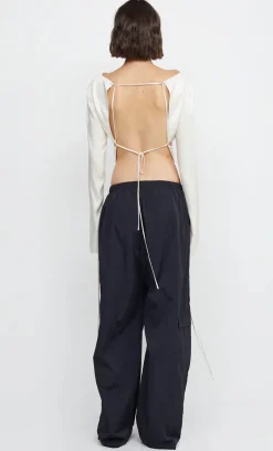 Bec and Bridge BEC + BRIDGE - DIAMOND DAYS LONG SLEEVE CROPPED TOP (Ivory)