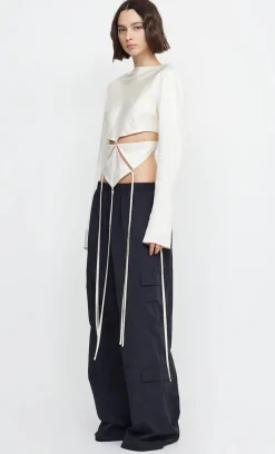 Bec and Bridge BEC + BRIDGE - DIAMOND DAYS LONG SLEEVE CROPPED TOP (Ivory)