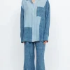 Women Bec and Bridge BEC + BRIDGE - DUSTIN OVERSIZED SHIRT (SPLICED DENIM) FINAL SALE