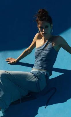 Bec and Bridge BEC + BRIDGE - NOLA ASYMMETRIC TOP (SPLICED DENIM)