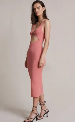 Bec and Bridge BEC & BRIDGE - Oasis Knit Twist Midi Dress (Salmon)