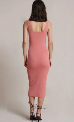 Bec and Bridge BEC & BRIDGE - Oasis Knit Twist Midi Dress (Salmon)
