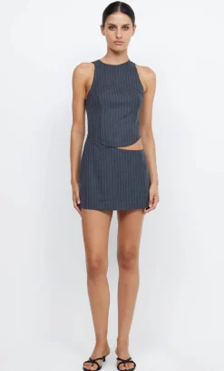 Bec and Bridge BEC + BRIDGE - PINE CUT OUT MINI DRESS (CHARCOAL PINSTRIPE)