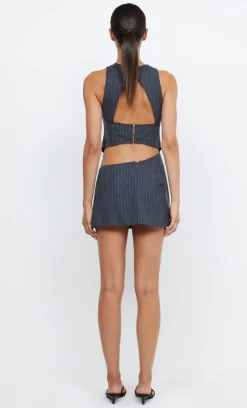 Bec and Bridge BEC + BRIDGE - PINE CUT OUT MINI DRESS (CHARCOAL PINSTRIPE)