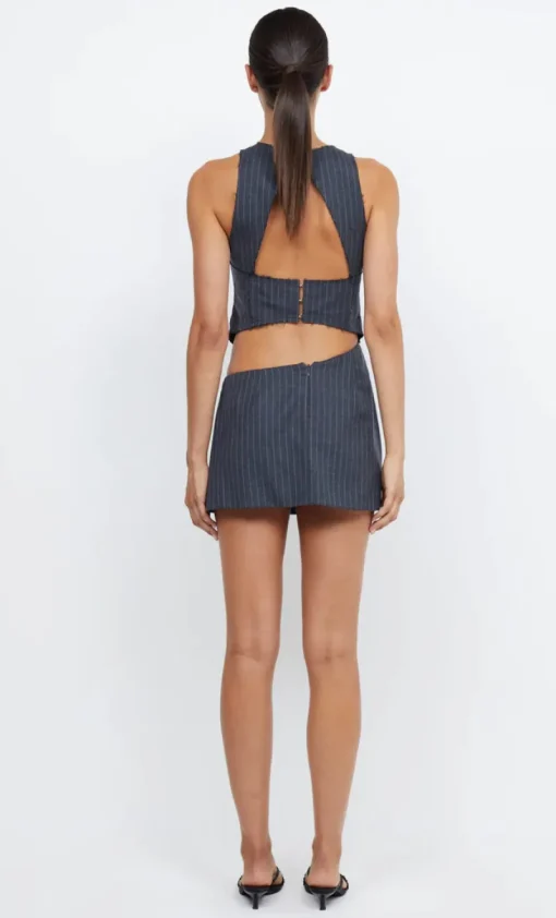 Bec and Bridge BEC + BRIDGE - PINE CUT OUT MINI DRESS (CHARCOAL PINSTRIPE)