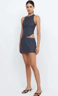 Bec and Bridge BEC + BRIDGE - PINE CUT OUT MINI DRESS (CHARCOAL PINSTRIPE)