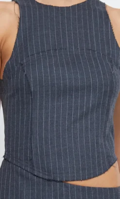 Bec and Bridge BEC + BRIDGE - PINE CUT OUT MINI DRESS (CHARCOAL PINSTRIPE)