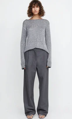 Bec and Bridge BEC + BRIDGE - SADIE SEQUIN LONG SLEEVE KNIT TOP (Charcoal)