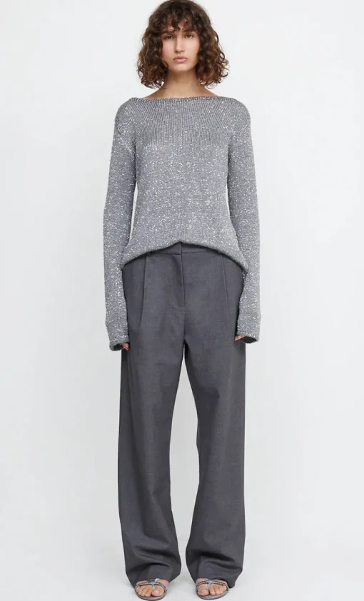 Bec and Bridge BEC + BRIDGE - SADIE SEQUIN LONG SLEEVE KNIT TOP (Charcoal)