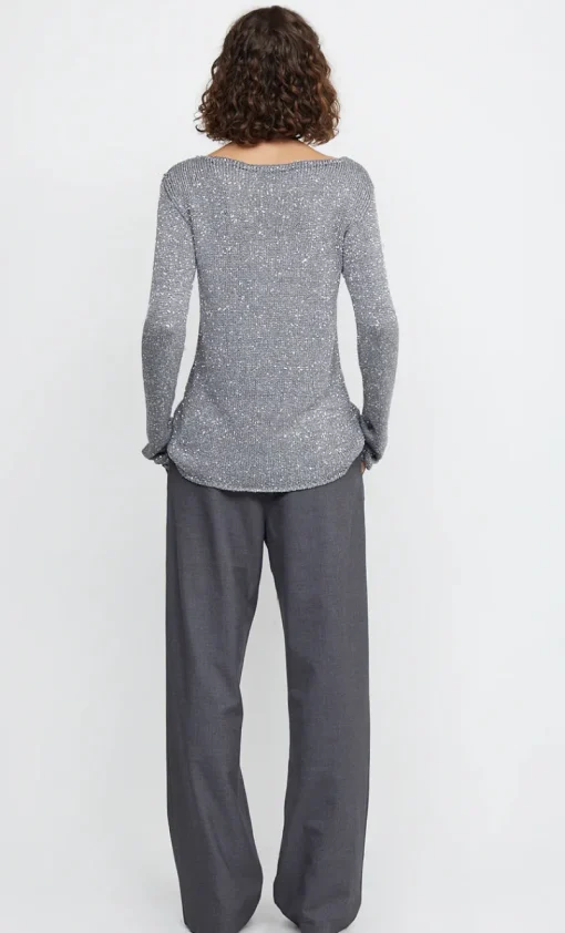 Bec and Bridge BEC + BRIDGE - SADIE SEQUIN LONG SLEEVE KNIT TOP (Charcoal)