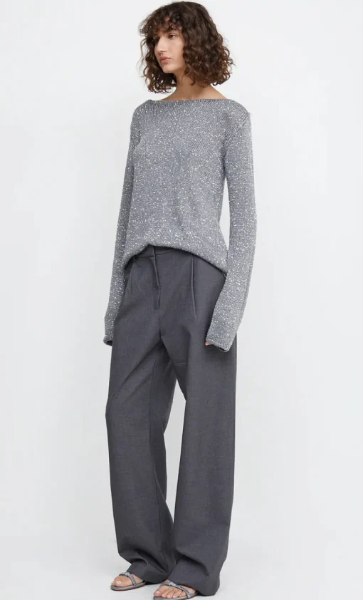 Bec and Bridge BEC + BRIDGE - SADIE SEQUIN LONG SLEEVE KNIT TOP (Charcoal)
