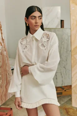 Clea - AINSLEY EMBROIDERED SHIRT (OFF-WHITE)