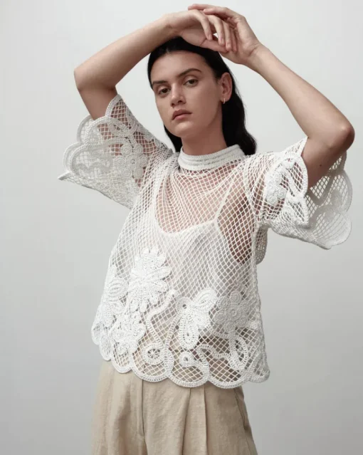 Clea - AMAANI LACE TEE (WHITE)