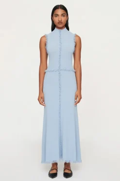 Clea - AVALON FRINGE KNIT DRESS (BLUE)