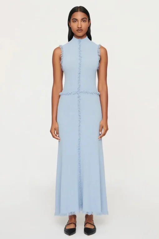 Clea - AVALON FRINGE KNIT DRESS (BLUE)