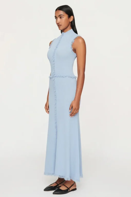 Clea - AVALON FRINGE KNIT DRESS (BLUE)