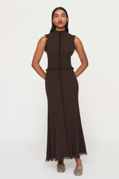 Clea - AVALON FRINGE KNIT DRESS (CHOCOLATE)