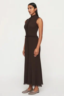 Clea - AVALON FRINGE KNIT DRESS (CHOCOLATE)