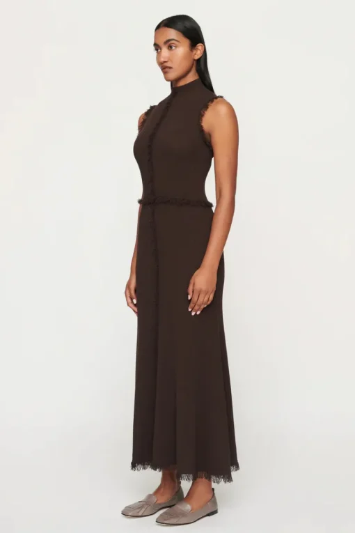 Clea - AVALON FRINGE KNIT DRESS (CHOCOLATE)
