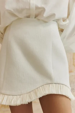 Clea - BOWIE RAFFIA MINI SKIRT (OFF WHITE)