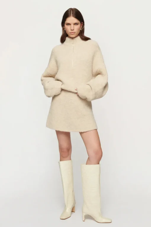 Women Clea - BOYD BOUCLE HALF ZIP (ALABASTER)