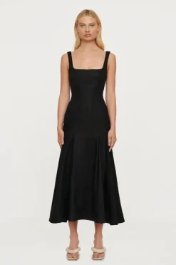 Clea - Charlee Pleat Dress (Black)