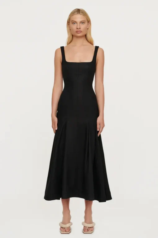 Clea - Charlee Pleat Dress (Black)